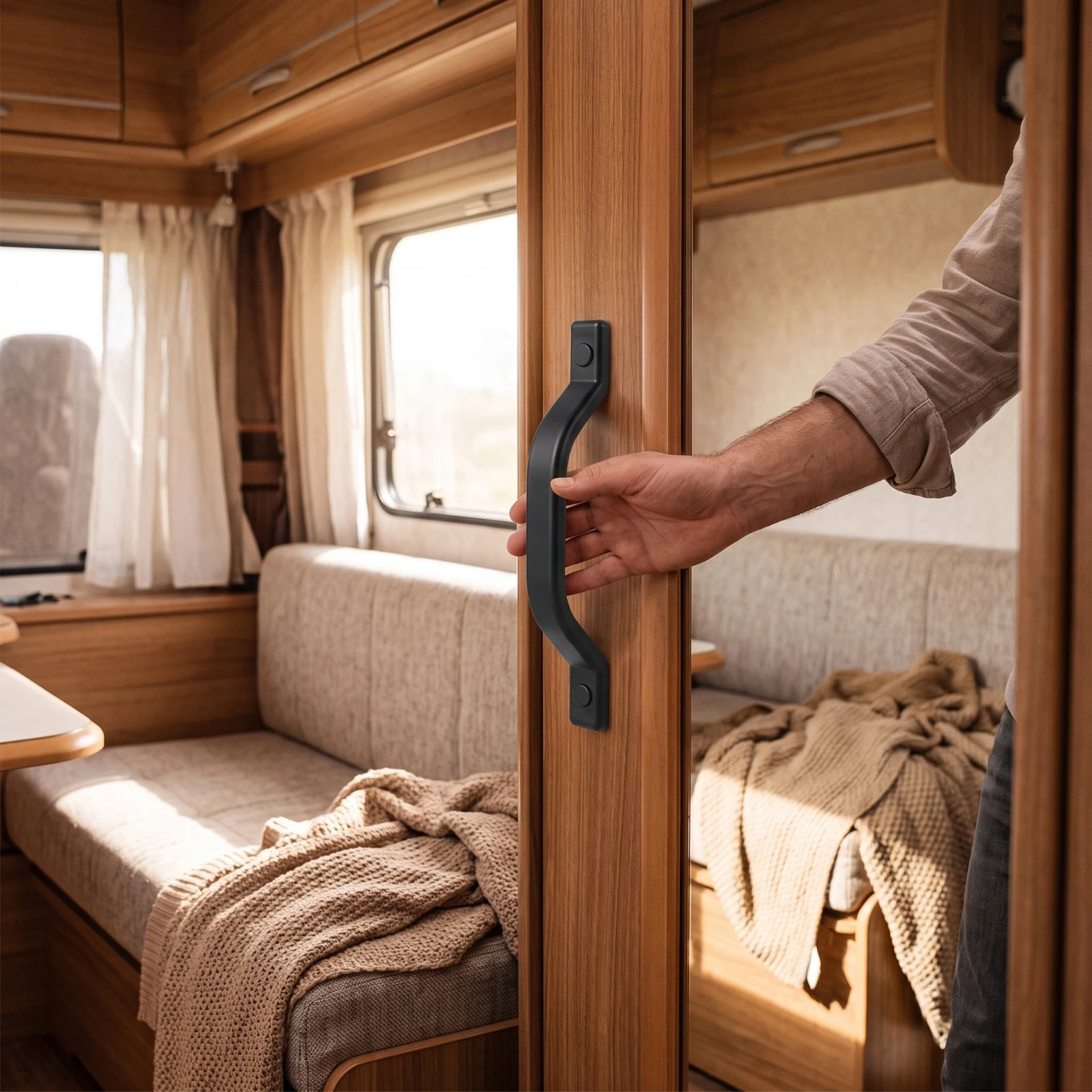 RV Grab Handle Compact RV Assist Handle Entry Step Support Grab Bar Weather Resistant Secure for Travelers, Trailer, Cabinet