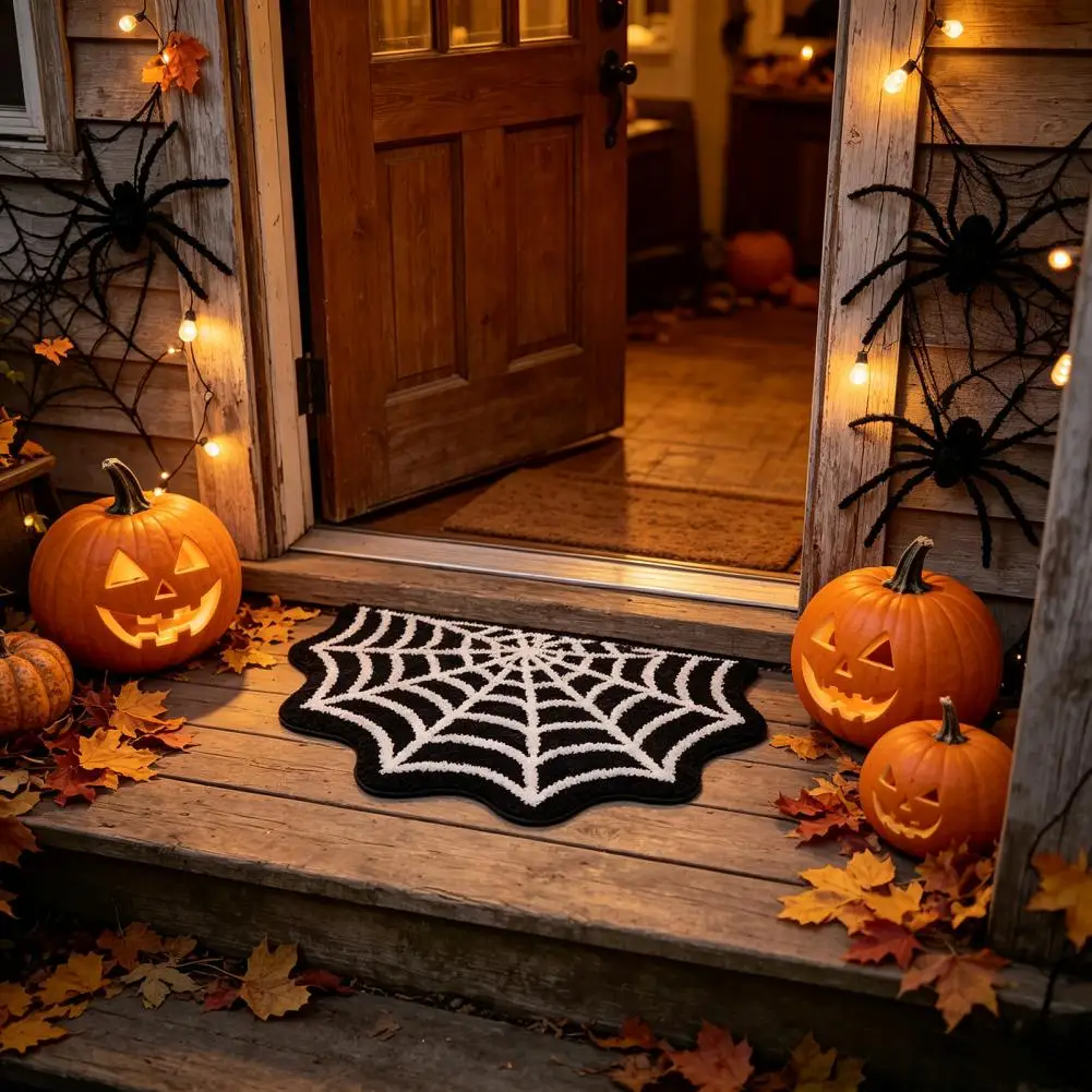 Imitation Cashmere Floor Mat Halloween Atmosphere Foot Soft Dirt Proof Door Mat Irregular Shaped Mat Holiday Carpet Anti Slip