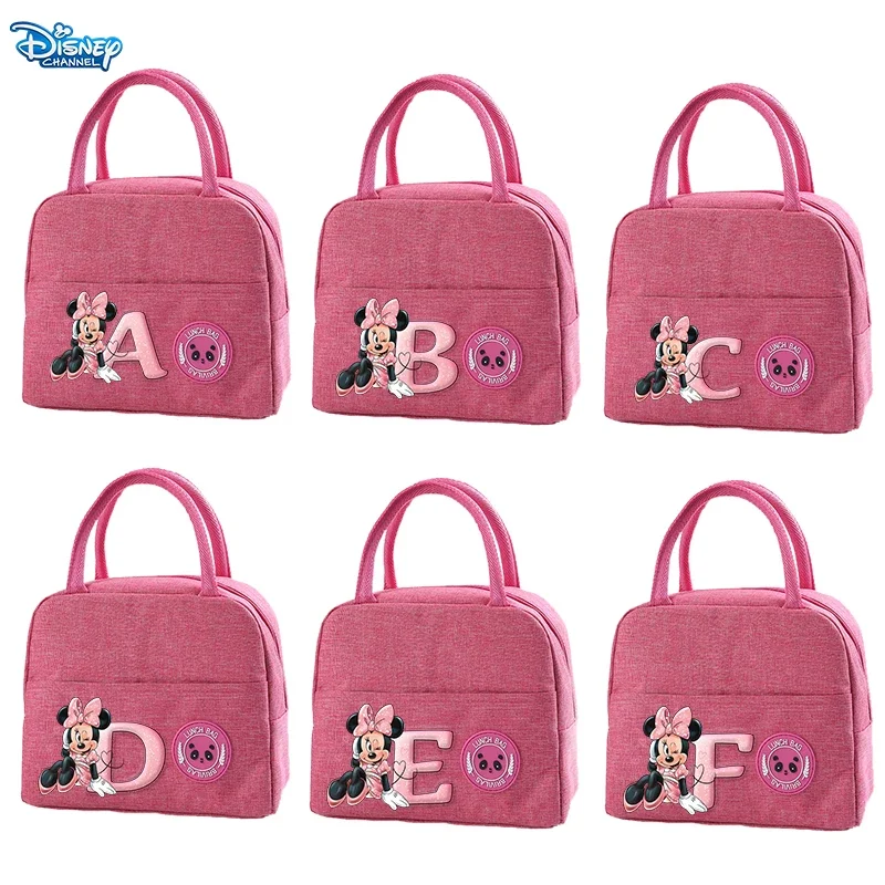 

Disney Minnie Mouse Lunch Bag Girl Kawaii Anime Character Print Lunch Box Student Office Worker Portable Thermal Bag Picnic Bag