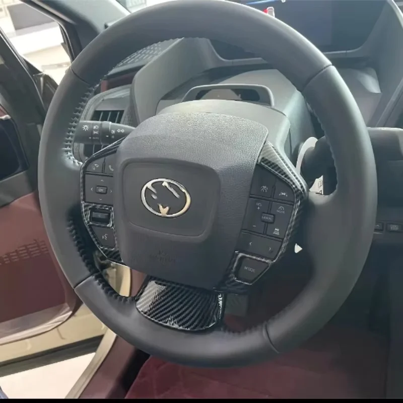 

For Toyota BZ4X EA10 2022 -2024 Carbon Fiber Interior Accessories Car Steering Wheel Panel Decoration Cover Trim Moulding Sticke