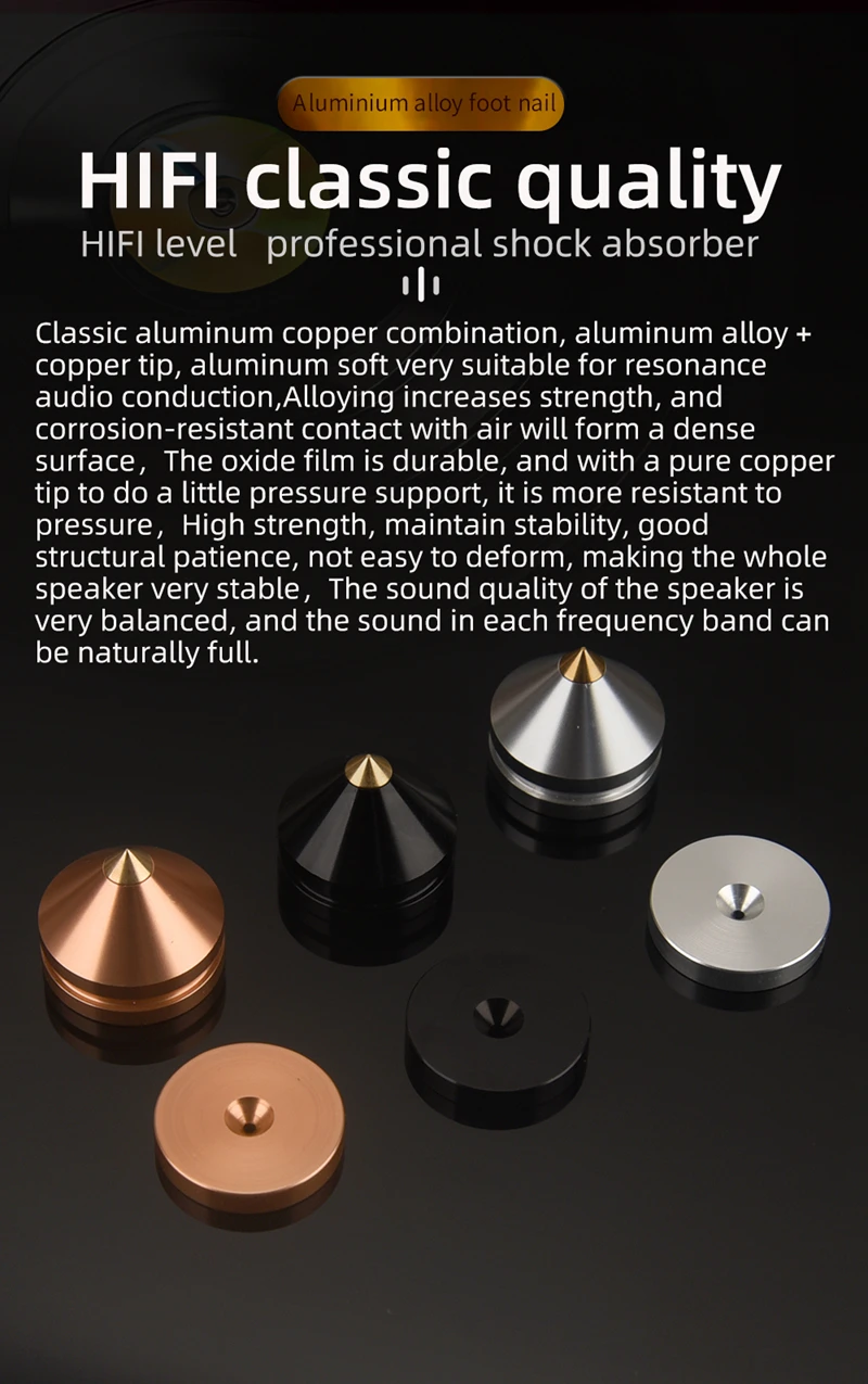 4PCS 4Sets Speaker Stand Feet Foot Pad Aluminium Alloy Metal Spikes Cone Floor Foot Nail M23*20