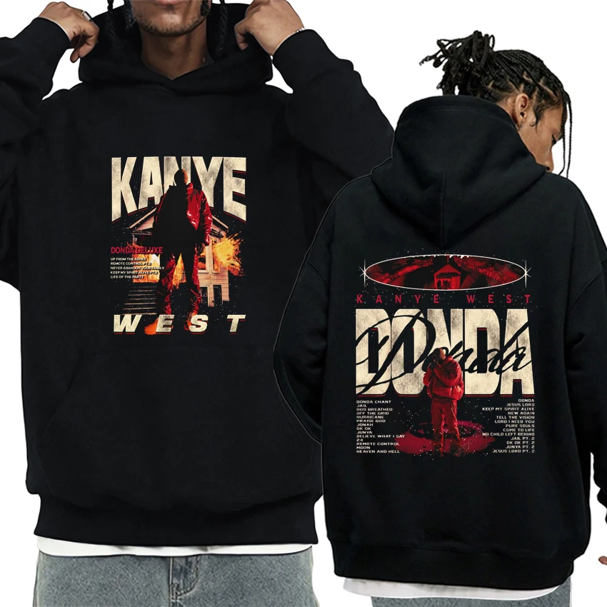 

Rapper Kanye West Hip Hop album Double Sided print Hoodie Men Women vintage Casual streetwear Unisex Fleece Long sleeve pullover