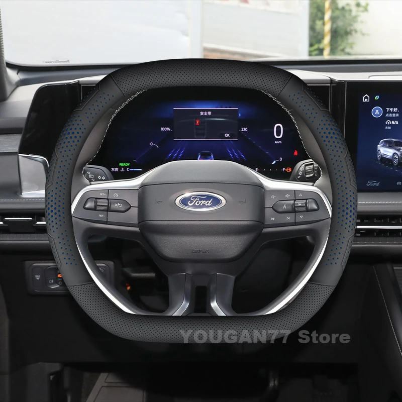 

Leather Car Steering Wheel Cover For Ford Edge 2025 2023-2026 wear-resistant Auto Steering Wheel Ford Edge Accessories 2025