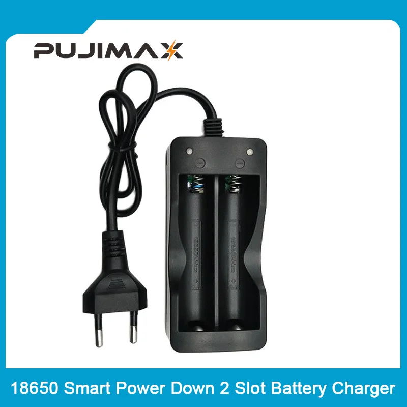 PUJIMAX 2 Slots 18650 Battery Charger 18650 EU Smart Li-ion   Rechargeable Battery Charging  Safety Rechargeable Battery charger