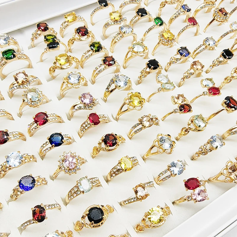 50pcs/Lot Wholesale Bohemia Mix Style Finger Rings for Women Hot Crystal Party Wedding Jewelry Acrylic Enamel Joint Ring Gifts