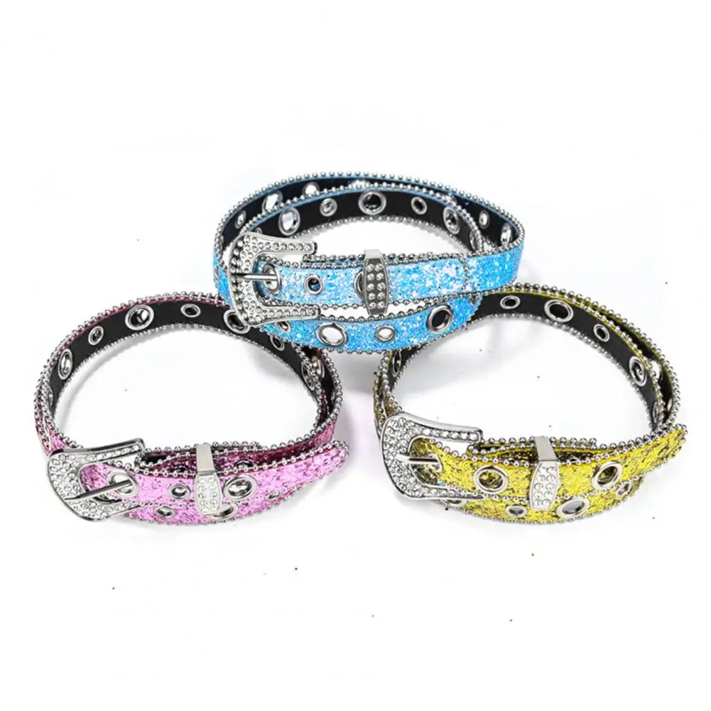 Women Faux Leather Belt Rhinestone Belt Sparkling Rhinestone Cowgirl Belts A Stylish Addition to Women's Jeans Pants Waist Belt