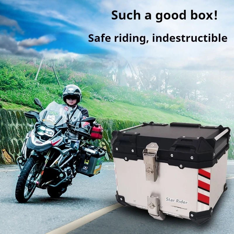 ستار رايدر دراجة نارية الجذع الخلفي 45l سبائك الألومنيوم جذع الوجبات الجاهزة دواسة بطارية مركبة كهربية جذع مقاوم للماء شاتيربروف