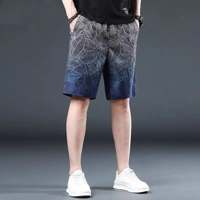 Gradient Color Men Summer 2025 New Loose Five-point Beach Pants