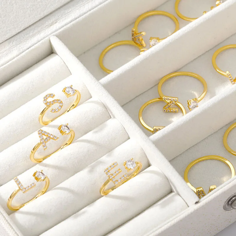 

Латефа Fairy Aesthetics регулируемое кольцо с 26 буквами, свадебное обручальное кольцо, модное женское кольцо с буквой A-Z, подарок для девушки