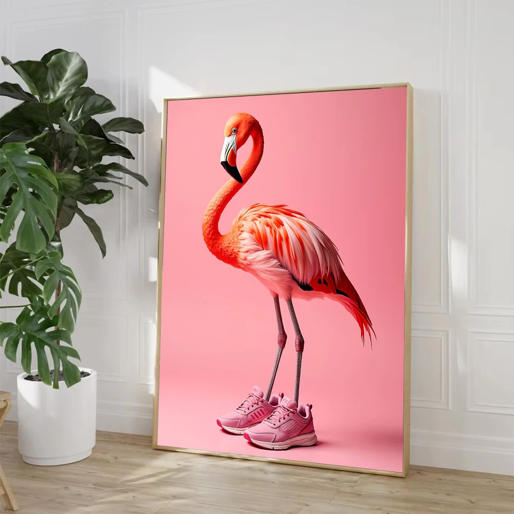 1pc frameless Canvas Painting Fashion Cat Koala Surfer Otter with Surfboard Cactus Pink Flamingo  Poster Canvas Painting Print W