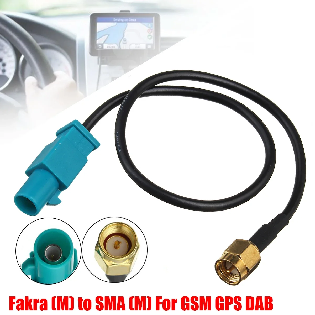 

1PC Antenna Adapter Plug Fakra Z (M) to SMA (M) Connector Cable For Car GSM GPS DAB 21.5cm