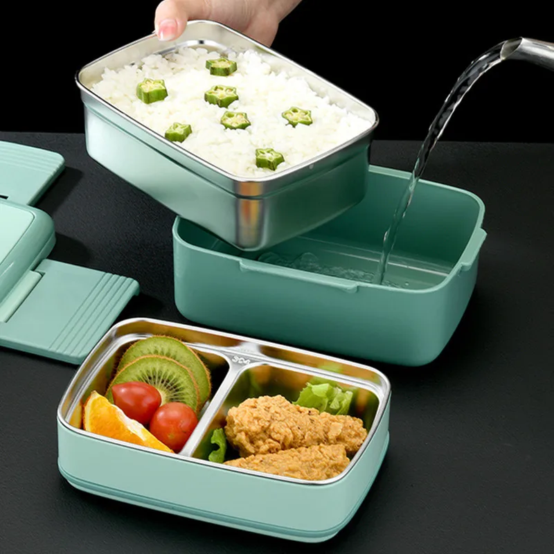 Single/Double Layer Leak-proof Food Lunch Box Thermo Insulation Bento with Handle Dinner Storage Container for Camping Picnic