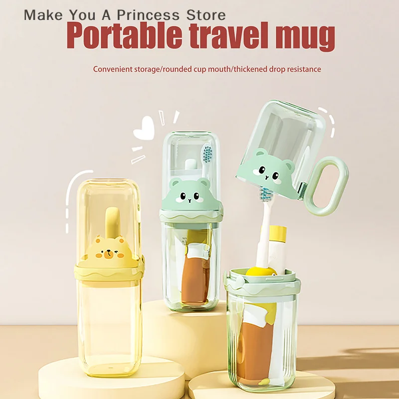 

Cartoon Cup Lid Integrated Toothbrush Box Travel Portable Elephant Toothpaste Toothbrush Holder Student Dormitory Holder