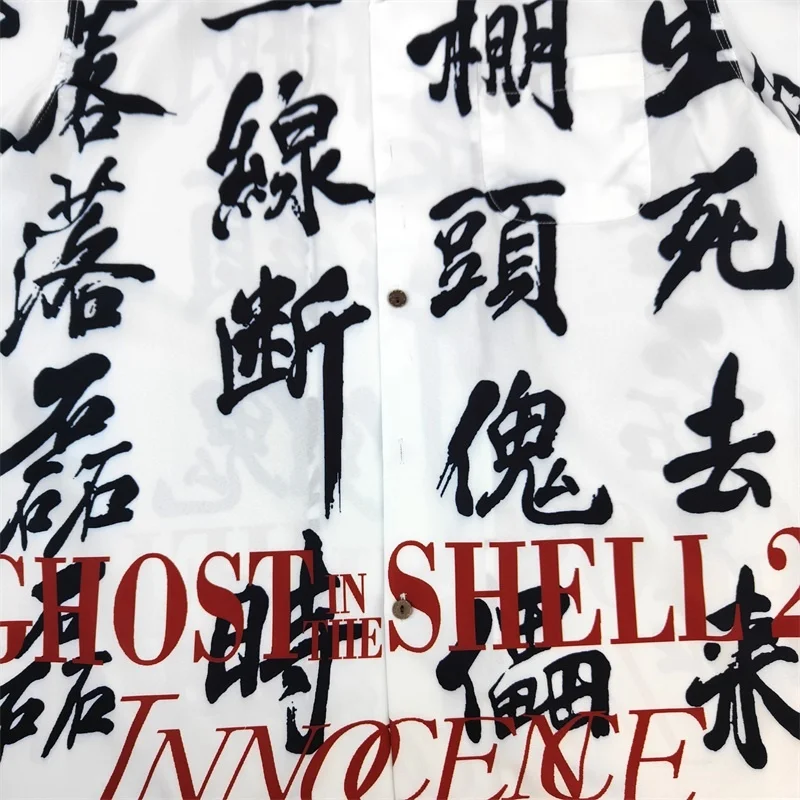 WACKO MARIA Full-printed Chinese Letters Street Black White Hawaii Short Sleeve Shirt Men's Women's Japanese Style Shirt