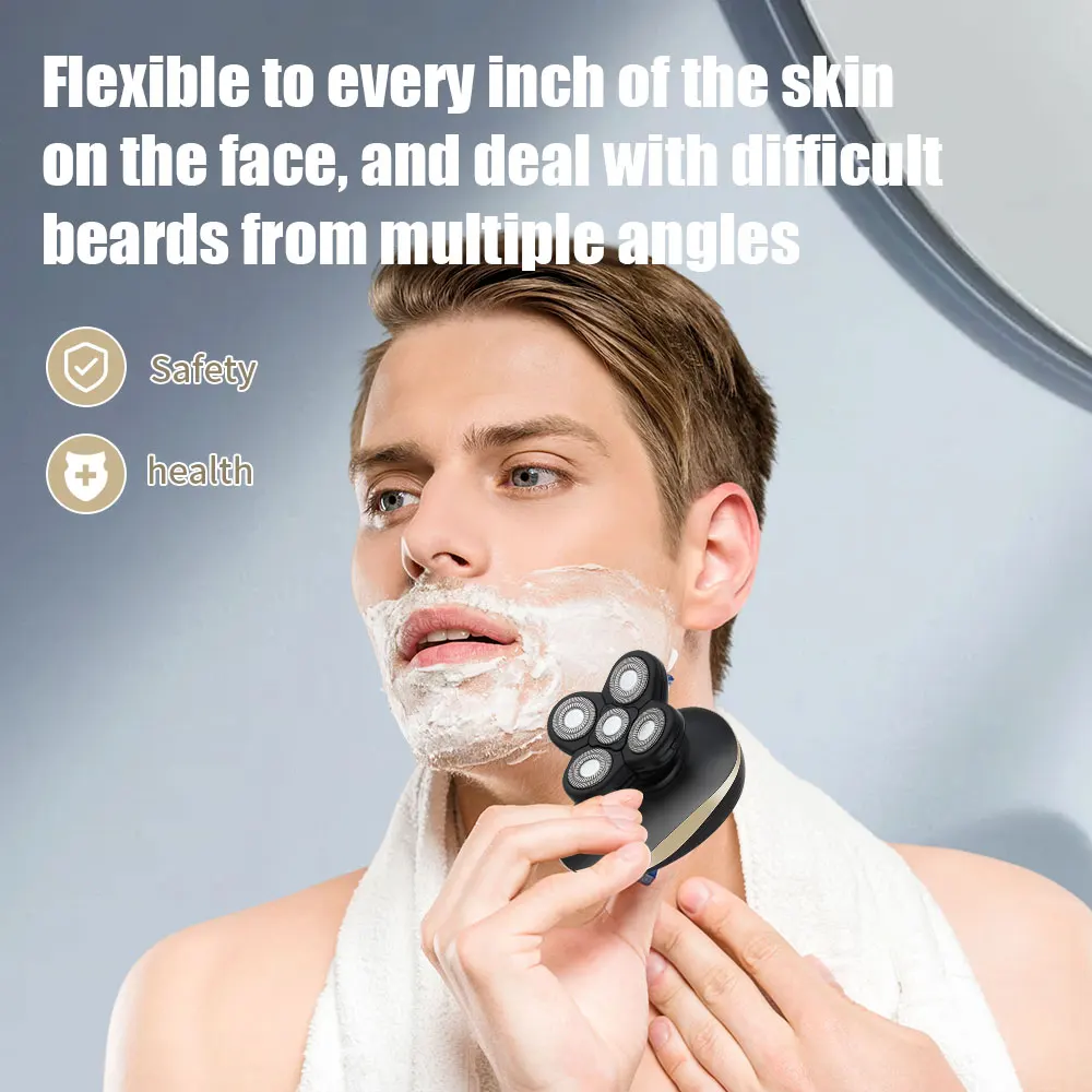 Men's Electric Beard Shaver 4D Hair Trimmer Floating Head Razor Rechargeable Shaving Machine Beard Grooming KIt Washable
