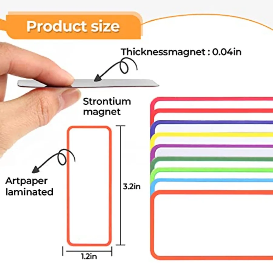 54pcs Magnetic Dry Erase Labels Colorful Name Tags Flexible Reusable Magnetic Label Stickers for White Board Refrigerator Locke view 3