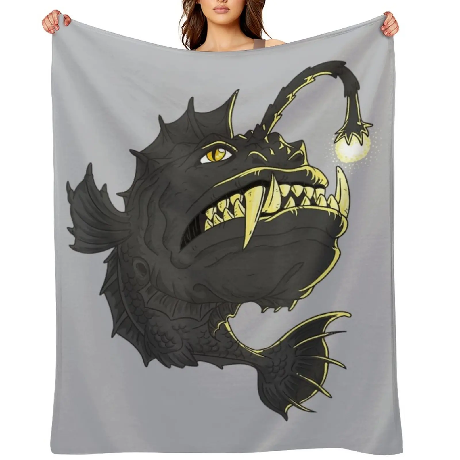 

Angler Fish Deep Sea Fish Throw Blanket Plush for winter Sofas Plaid on the sofa Blankets