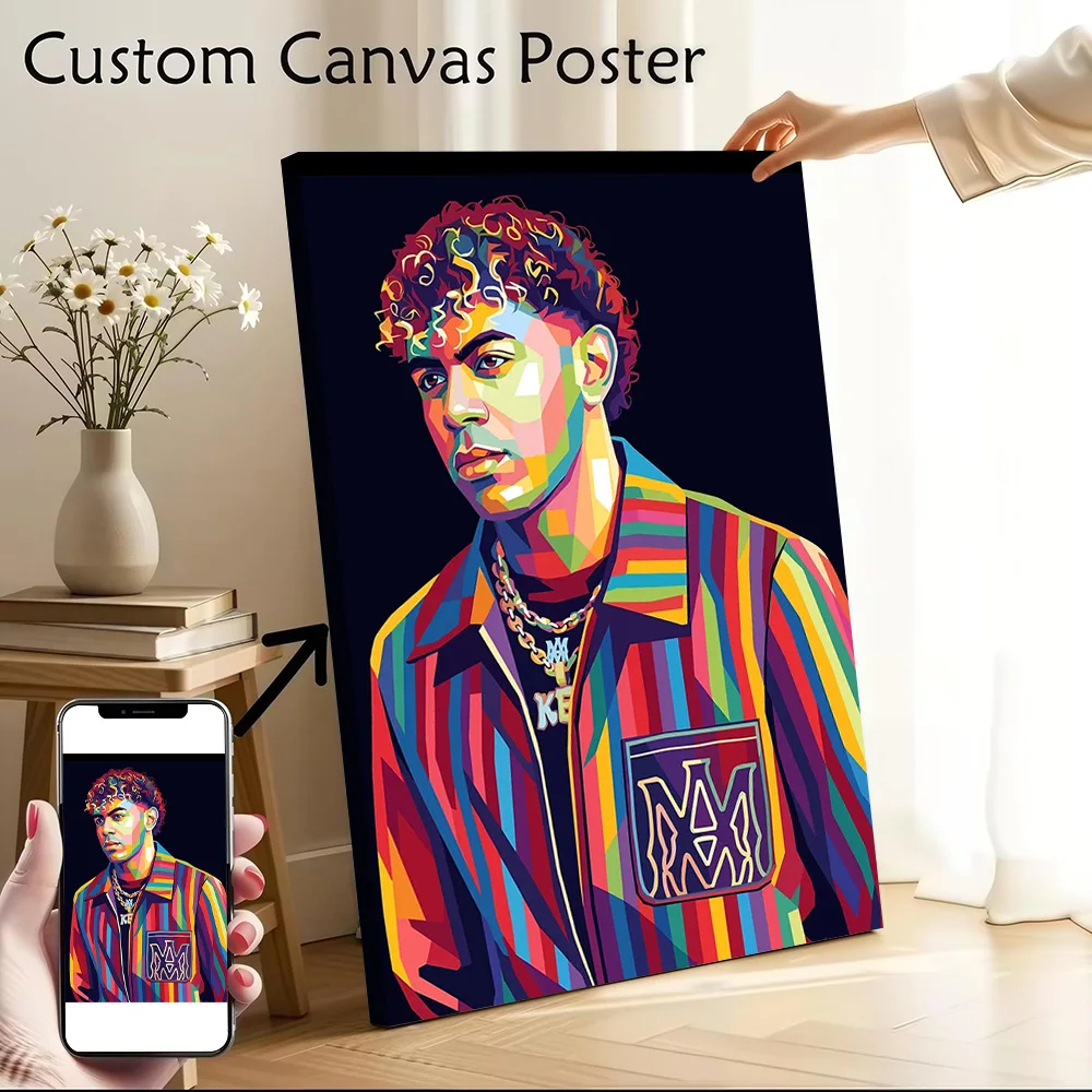 Lamine Yamal Pop Art Portrait Printed Canvas Wall Art Customizable Paintings Poster Perfect Gift for Decor Luxury Bedroom Mural