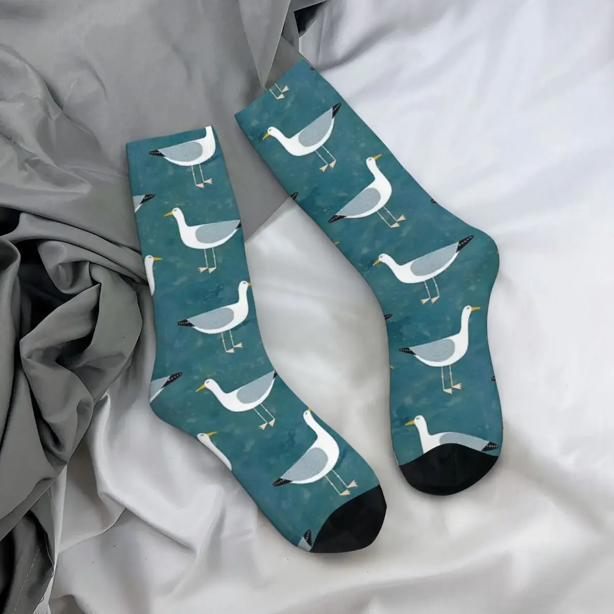 Seagull Standing Socks Harajuku High Quality Stockings All Season Long Socks Accessories for Man's Woman's Birthday Present