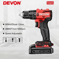 Devon 5210 Wireless Drill 5211 Imacpt Rechargeable Brushless Light Duty 20v 50Nm 1800rpm Adjustable Speed Share Flex Battery