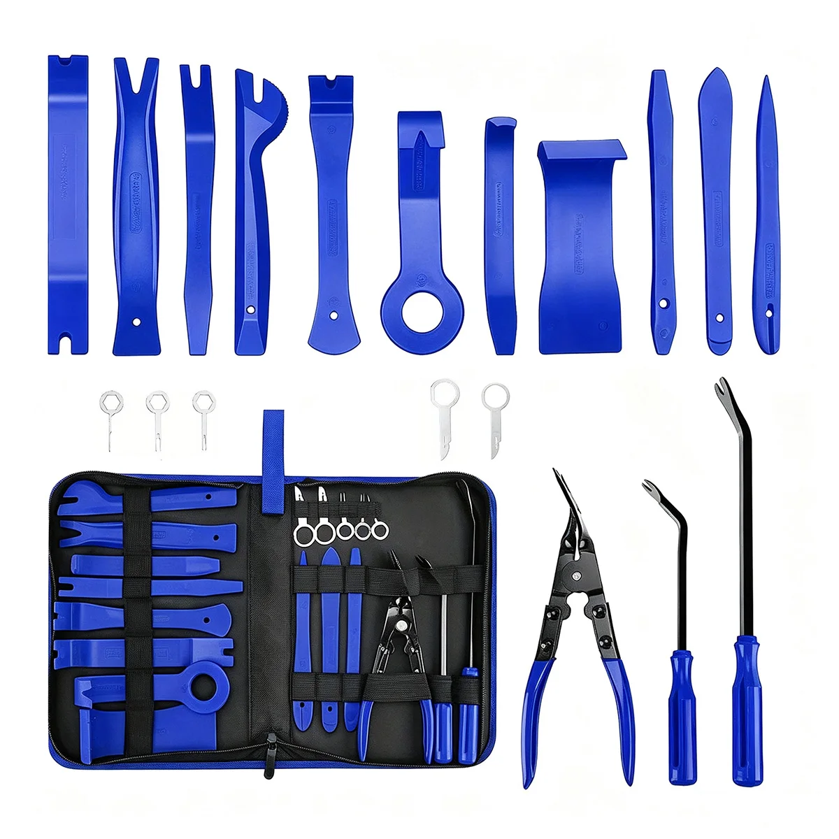19Pcs Car Trim Removal Tool Kit Nylon Pry Clip Plier Fastener Remover Auto Motorcycle Interior Dashboard Door Audio Pry Set