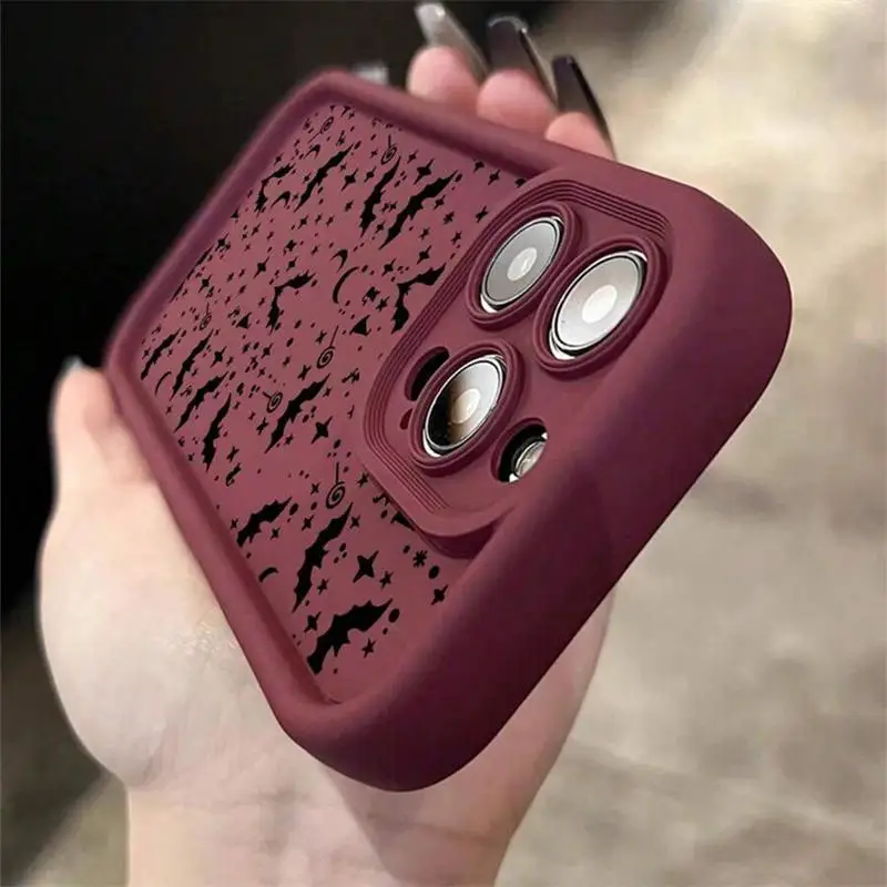 حافظة هاتف بنمط جمجمة الخفافيش الحمراء العتيقة لهاتف iPhone17 16 15 14 13 12 11promax plus #6