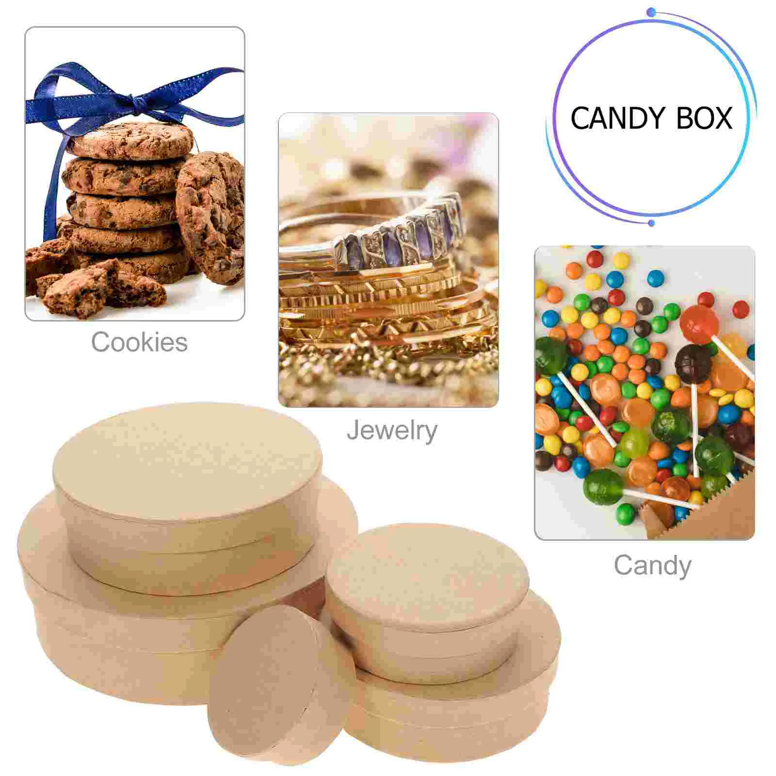 5 Pcs Round Kraft Paper Boxes for Biscuits Decorative Cardboard Containers 6x4x2 Shipping Packaging Gift Tea for Biscuits