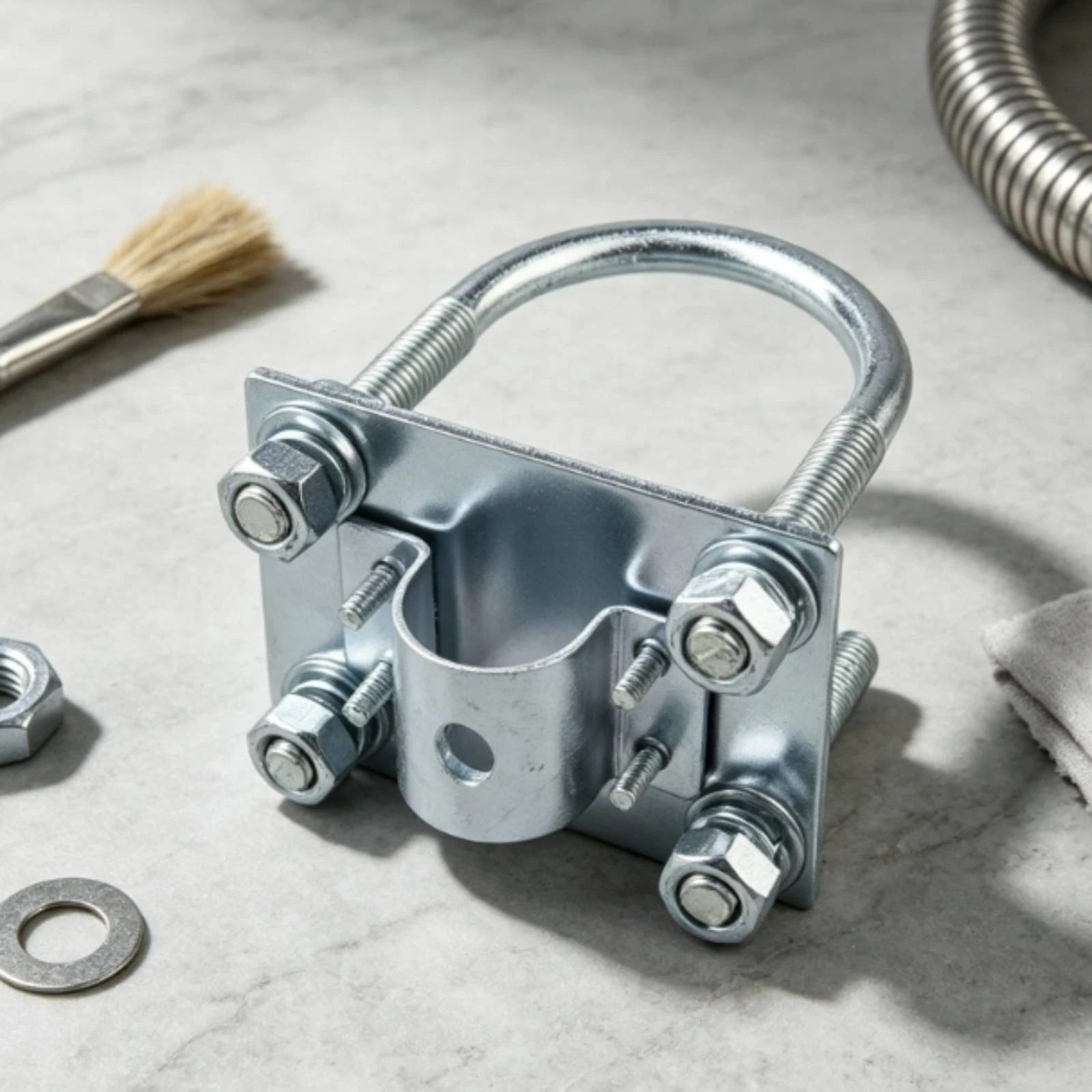 U-Bolt Antenna Clamp Rust Resistant Mast Mounting Clamp Bracket Antenna Bracket Iron Weatherproof for Installers, Pole Fastening