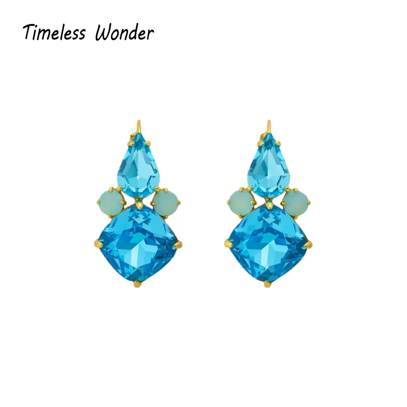 

Timeless Wonder Crystal Zircon Geo Hoop Earrings for Women Designer Jewelry Punk Cocktail Top Trendy Classy Rare 6462