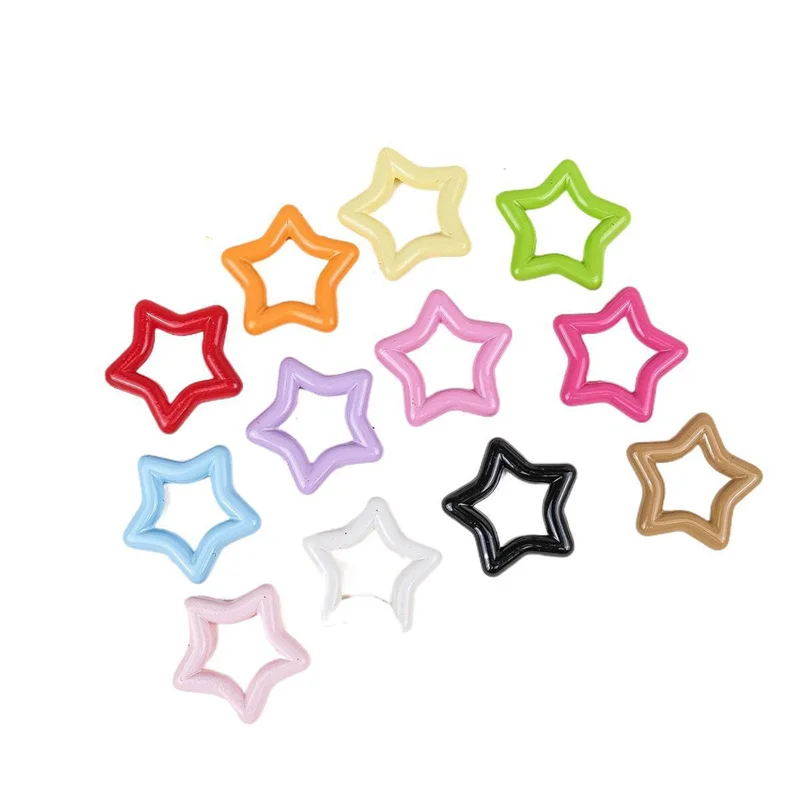

New style 100pcs/lot color pattern print cartoon stars shape acrylic beads diy jewelry garment hair accessory