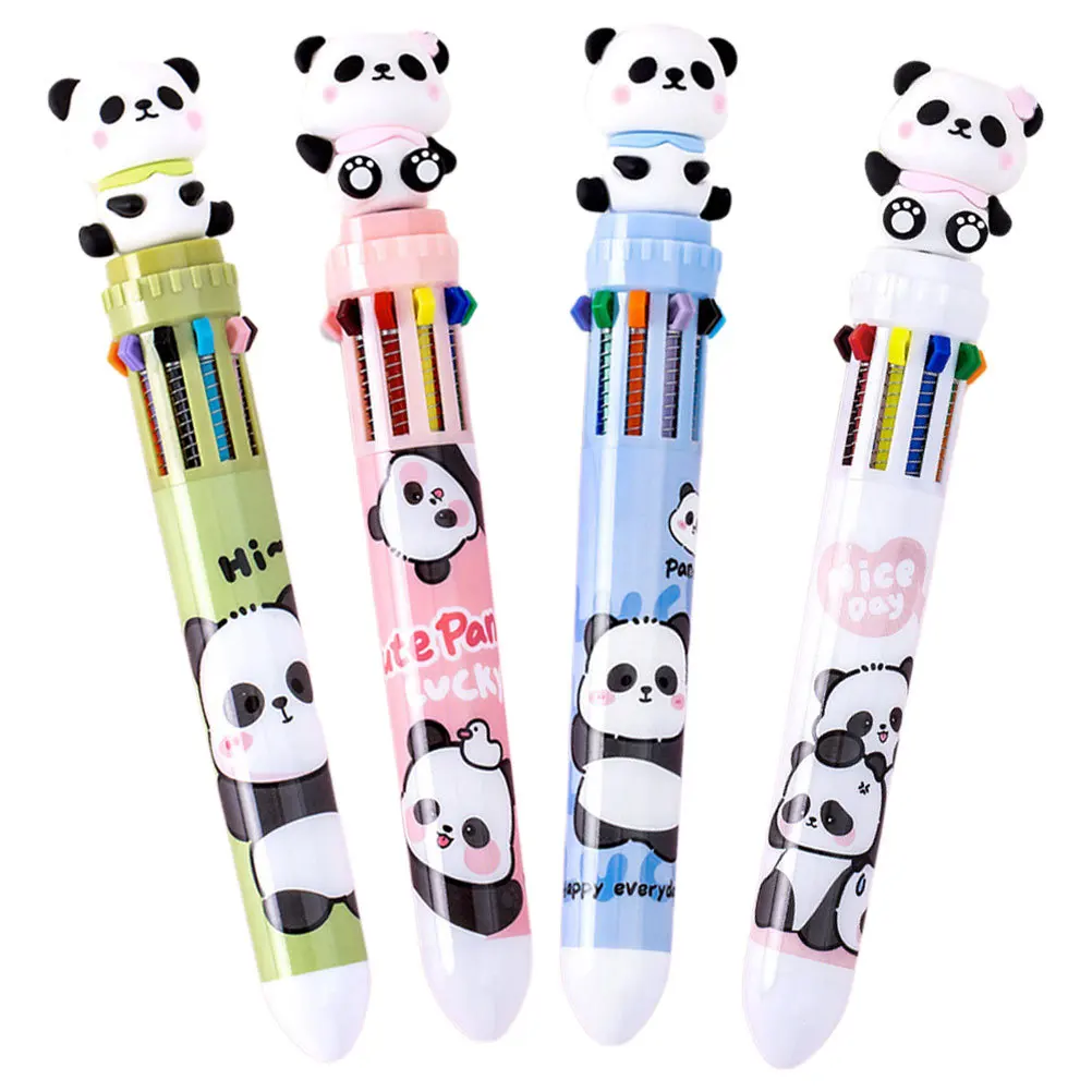 

4Pcs Ballpoint Pens Cute Panda Design Multicolor Smooth Writing Pens for Students Office School Gifts Portable Daily Use