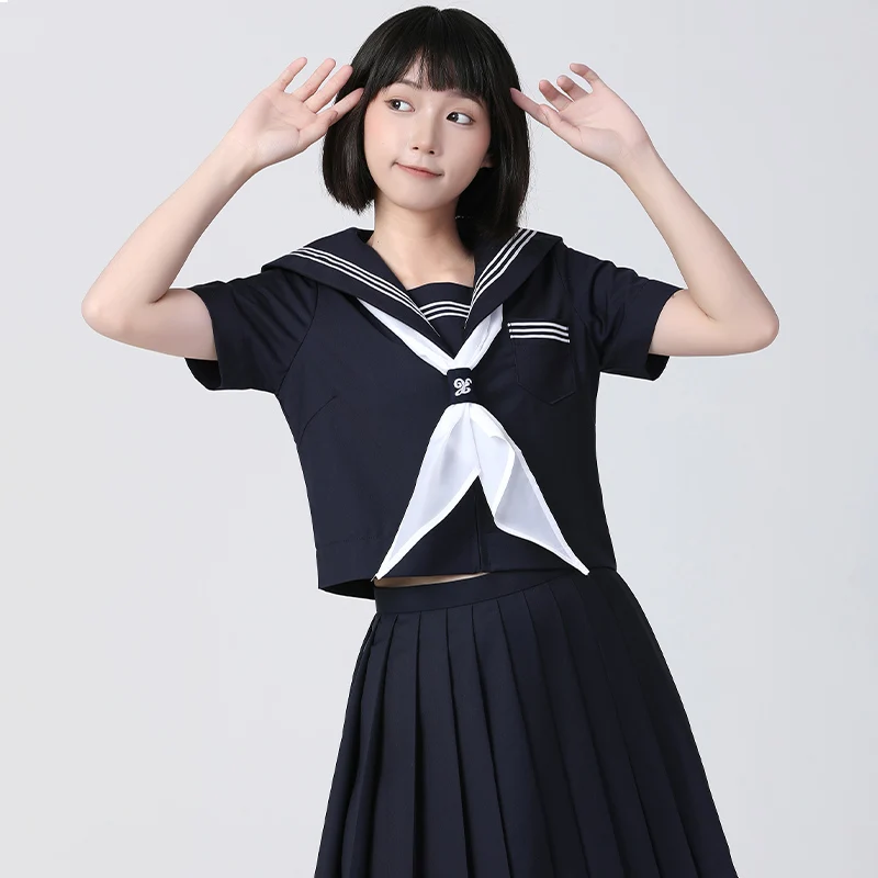 High School Girl Uniform Navy Skirts Set Japanese Jk Uniform Student Sailor Suit South Korea Uniforms Seifuku Pleated Skirt