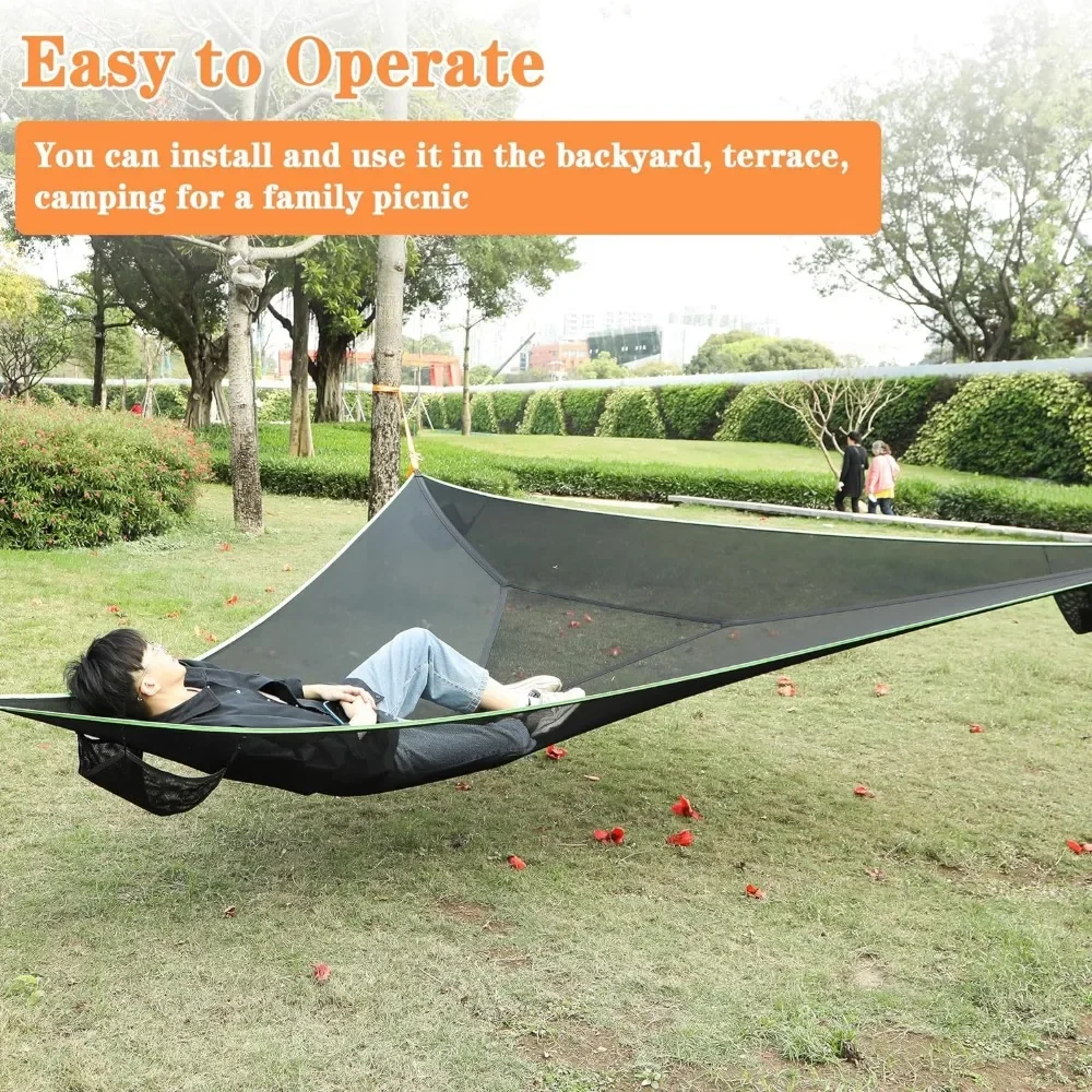 

Camping Hammock, 3 Ratchet Tie Down Straps and Storage Bag, Portable Hammock Max 800 Lbs for 2-6 Adult or Kid for Outdoor Travel