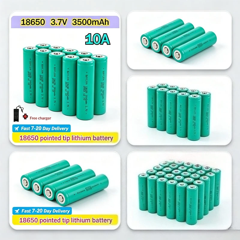 New 2026 18650 Lithium Battery 3500mAh 3.7V 10A INR18650 Real Capcity 3500mAh High Power Flashlight 18650 Rechargeable Batteries