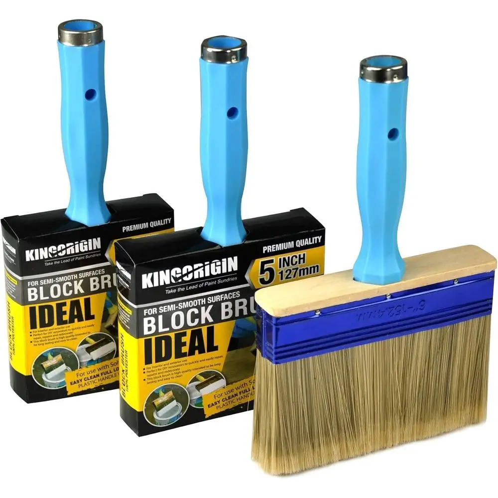 Triple Set of Heavy-Duty Paint Brushes for Decks and Wood Staining (4, 5, 6), Extendable and Ideal for Exterior Applications