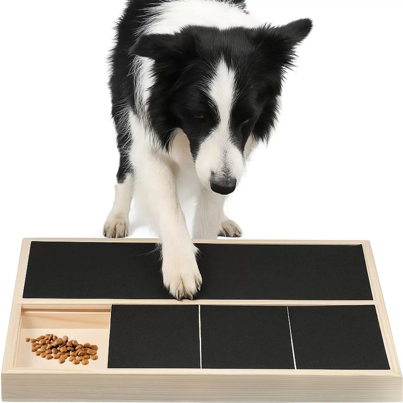 Wooden Dog Nail Scratcher Board, Sandpaper Nail File With Hidden Drawer Treat Box Pet Paw Care Toy
