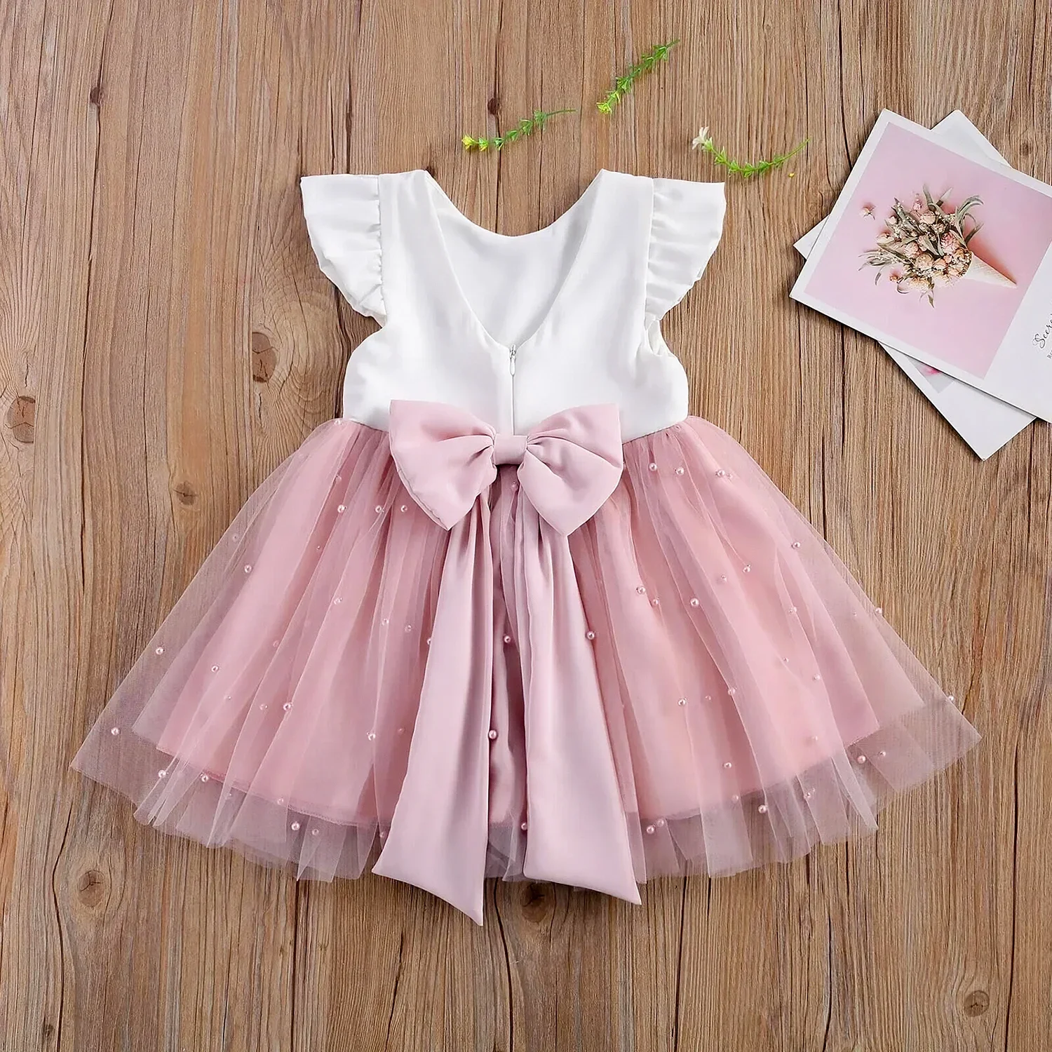 Baby Girls Dress for Wedding Party 1st Birthday Clothes 1-5Y Kids Pink Princess Dresses Cute Infant Vestidos Elegant Girls Gowns