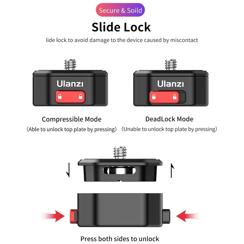 Ulanzi Claw Quick Release Plate Clamp for DSLR Gopro Action Camera Tripod Adapter Mount Plate Board Shoulder Strap Clamp Adapter