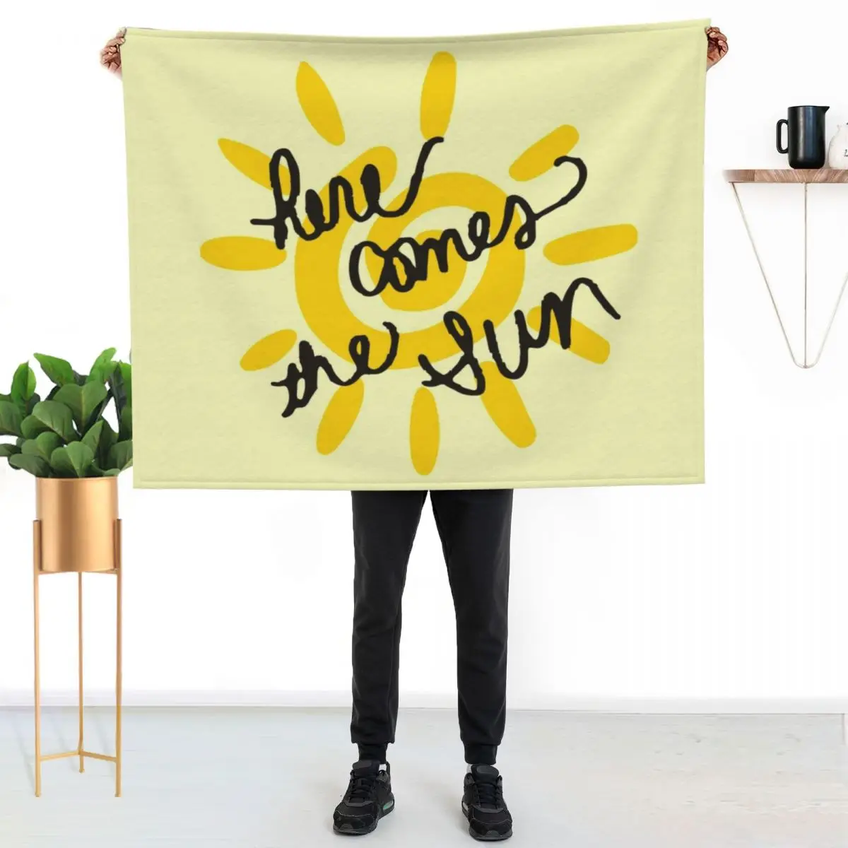 

Here Comes the Sun Sticker Throw Blanket Luxurious Soft Blanket Holiday Gift for Family