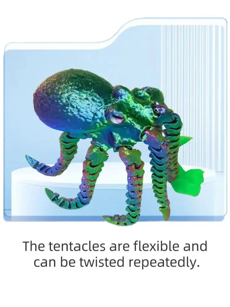 

3D Small size Printed Octopus Figurine with Flexible Joints For Home Office Desk DecorChildren's Gift