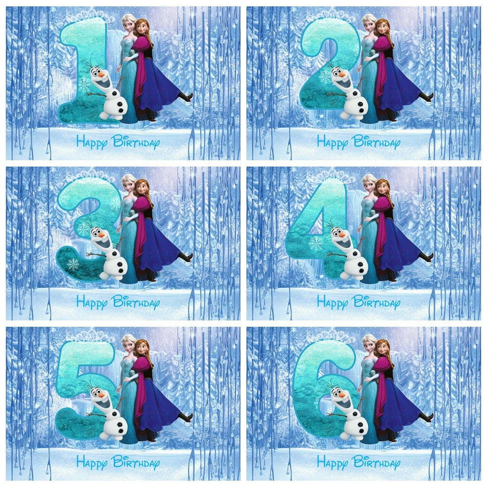 

Disney Elsa&Anna Background Frozen Queen 1-9 Birthday Custom Girls Birthday Party Baby Shower Decorations Backdrop Supplies