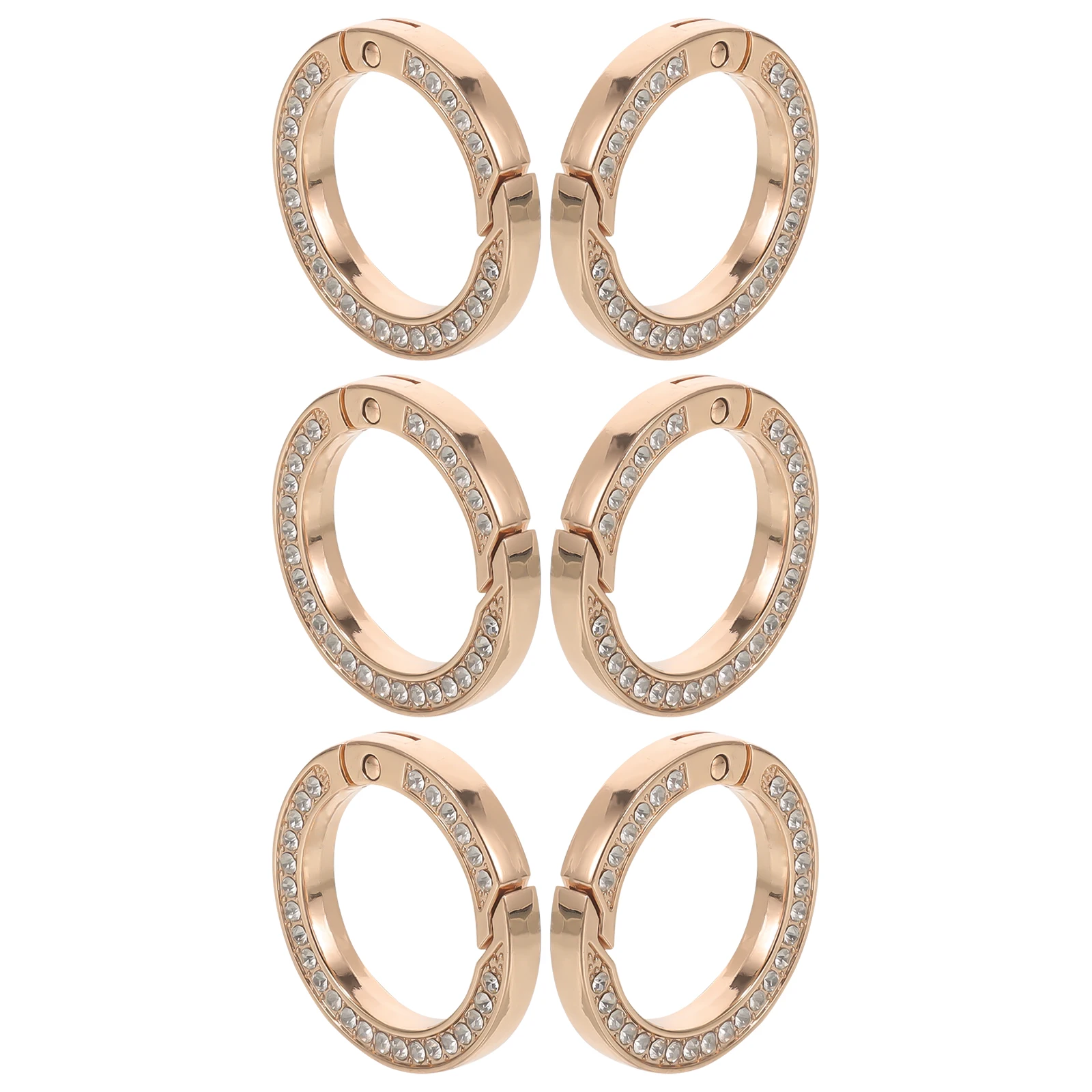 6 pezzi Anelli a molla con strass Portachiavi divisi in metallo per chiavi della macchina Progetti fai da te Fibbia a ferro di cavallo Portachiavi piccolo Parti di gioielli