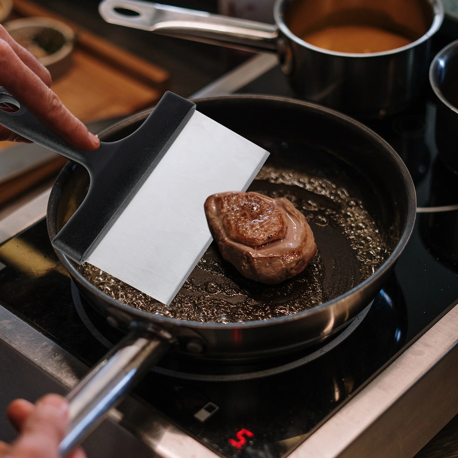 

Barbecue Grill Scraper Stainless Steel Pan Cleaning Tool Durable Long Use Strong Scrape BBQ Grill Areas Practical Shovel Cooking