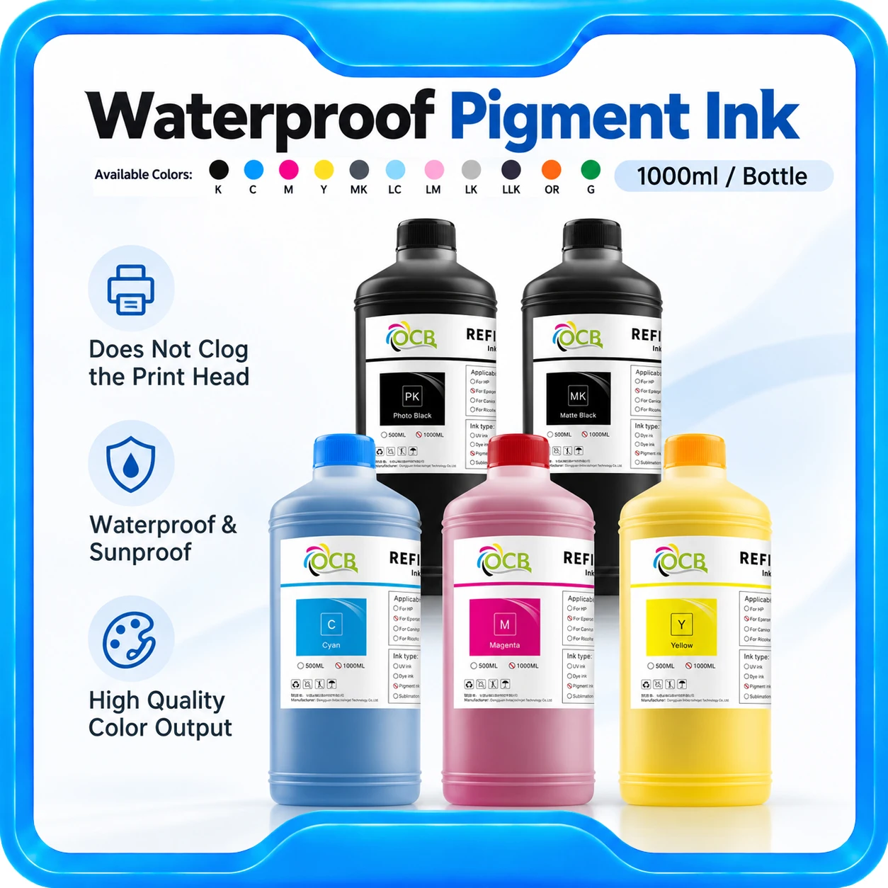 1000ML Pigment Ink For Epson SureColor P6000 P7000 P8000 P9000 P6080 P7080 P8080 P9080 P800 P700 SL-D800 SL-D880 High Quality