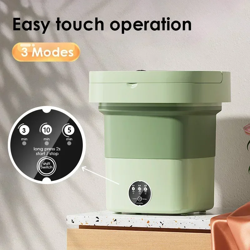 11l Draagbare Mini Wasmachine Voor Kleding Sokken Ondergoed Opvouwbare Reinigingswasmachine Grote Capaciteit Kleding Spin Droger Emmer