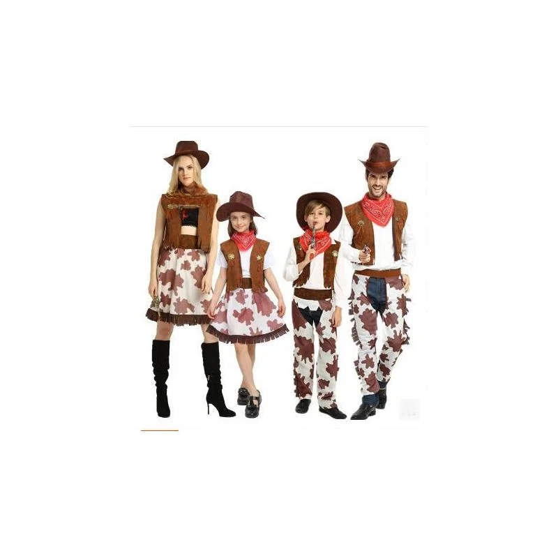 

Halloween Western Cowboy Performance Costume Family Matching Children's Western Cowboy Outfit Stage Performance Attire
