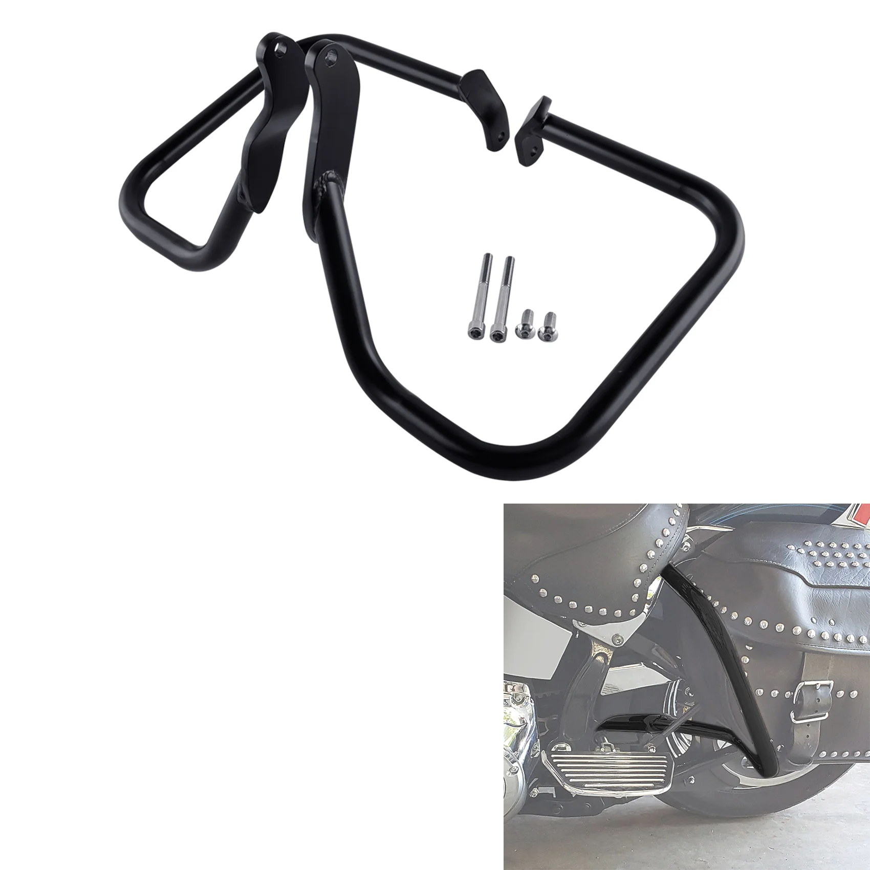 Rear Saddlebag Guard Rail Crash Bar For Harley Heritage Softail FLSTC 2000-2017