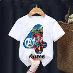 Boy 2 3 4 5 6 7 8 9 Birthday Marvel SuperHero Summer Short Sleeved T-shirt The Avengers Personalize Name Birthday Girls Shirts