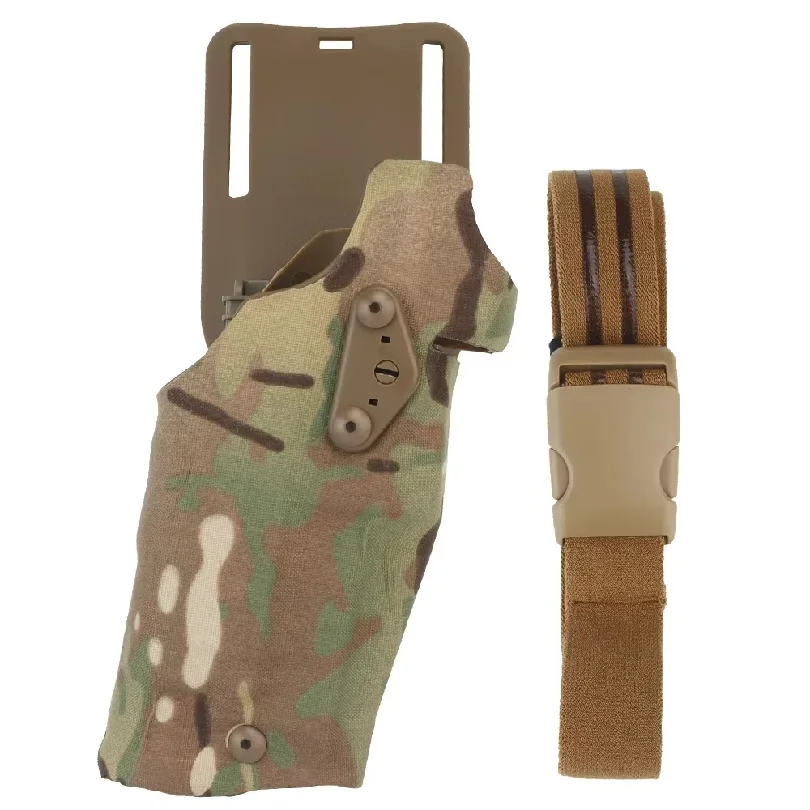 Tactical Pistol Holster for Glock 17/19 Compatible X300/X300U Light Quick Lock System QLS Leg Shroud Mount Adapter Belt