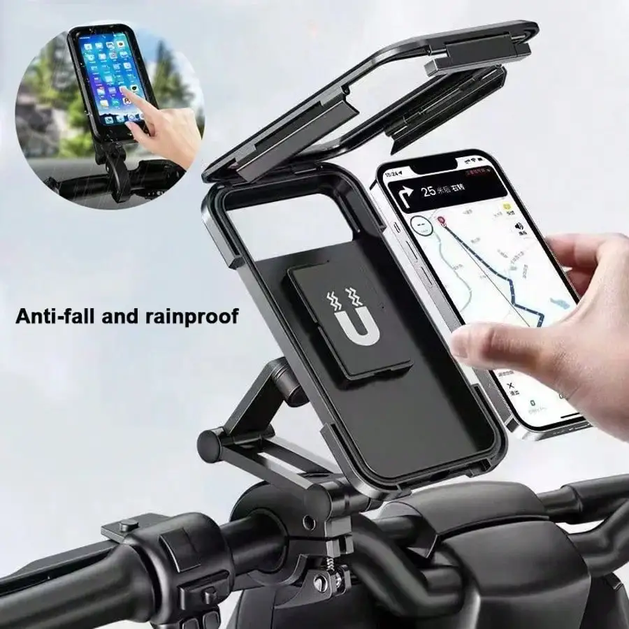 New Adjustable Retractable Bike Phone Holder 360° Rotating Waterproof Anti-Shock Bike/Motorcycle Phone Mount Touchscreen